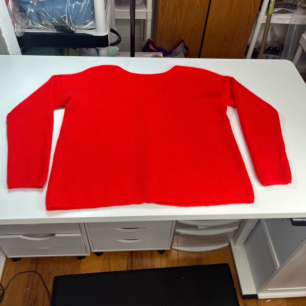 Sezane Barry Cardigan Women's M Reversible Red Mohair Alpaca V-Neck Oversized - Picture 11 of 14